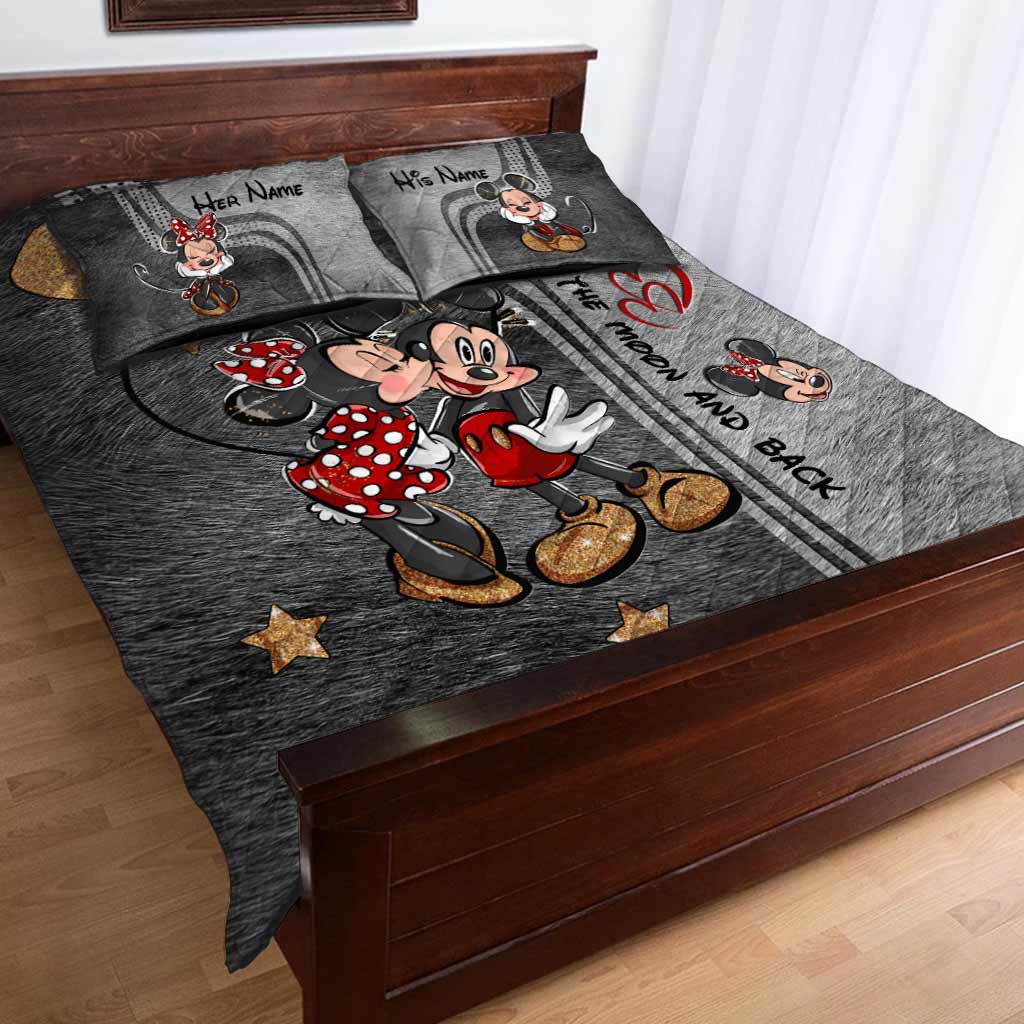 Personalized Mickey Mouse Quilt Set Custom Names Gifts for Couples Quilt Set GradoCreations