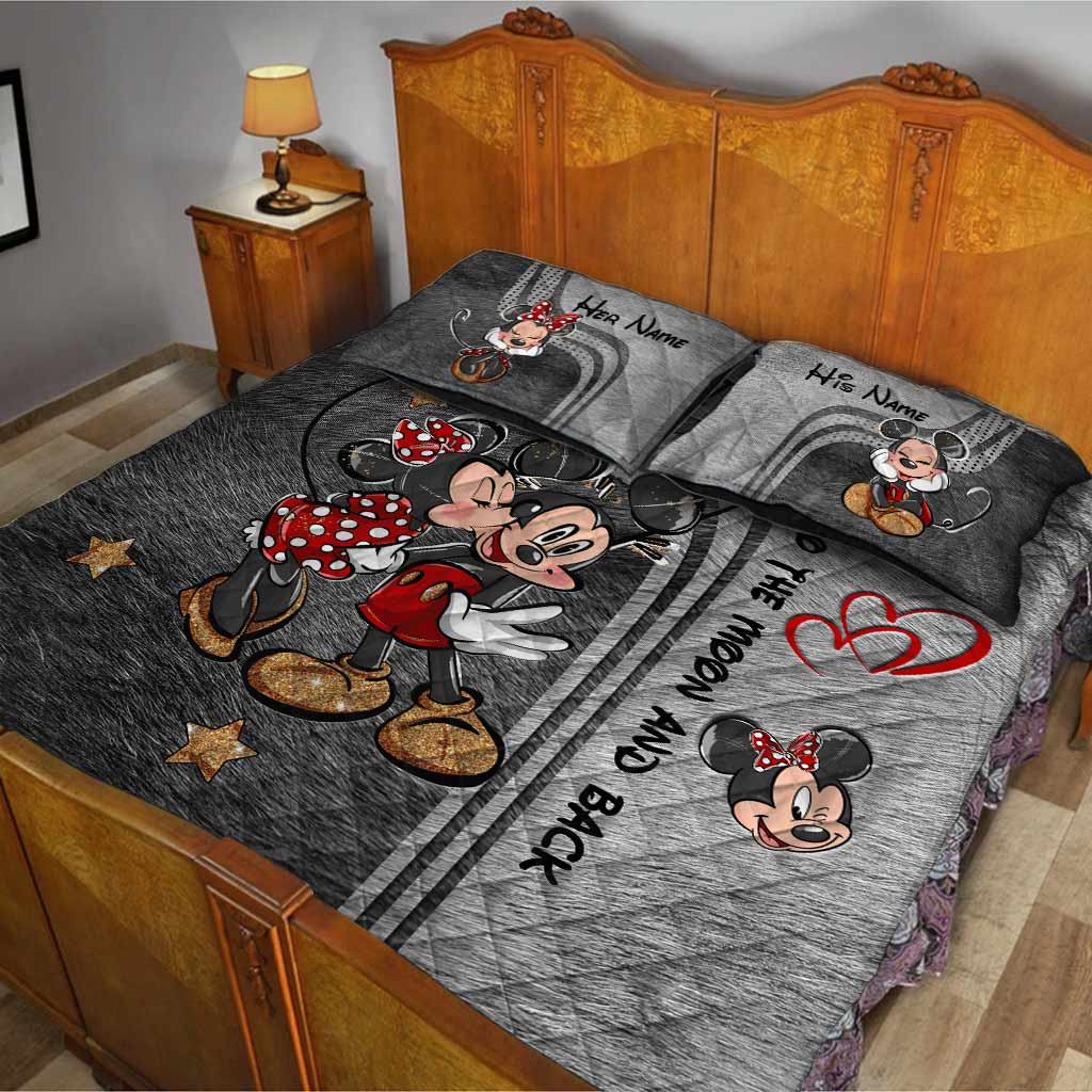 Personalized Mickey Mouse Quilt Set Custom Names Gifts for Couples Quilt Set GradoCreations