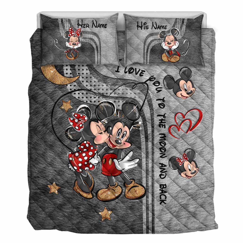 Personalized Mickey Mouse Quilt Set Custom Names Gifts for Couples Quilt Set GradoCreations