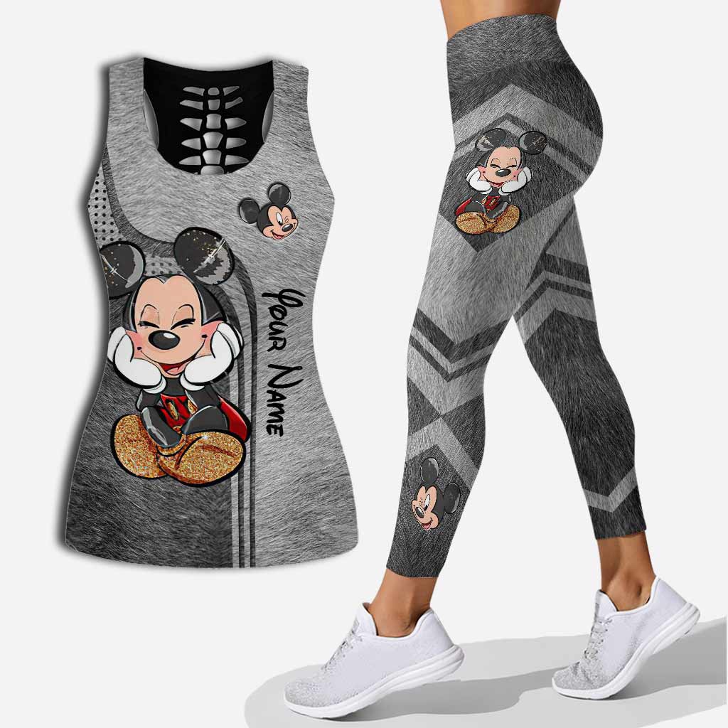 Personalized Mickey Mouse Hollow Tank Top & Leggings Set - Custom Name Gift for Birthday Hollow Tank & Leggings GradoCreations