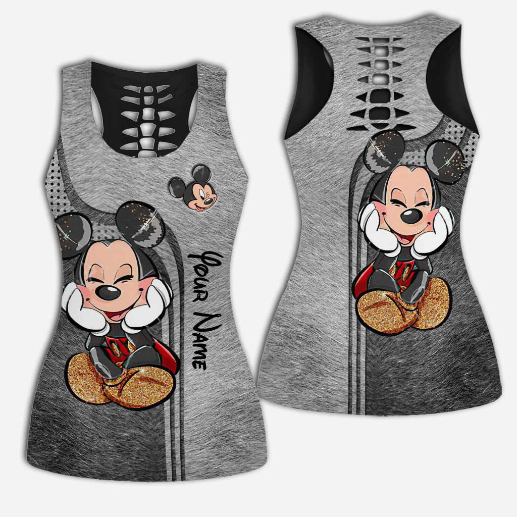 Personalized Mickey Mouse Hollow Tank Top & Leggings Set - Custom Name Gift for Birthday Hollow Tank & Leggings GradoCreations