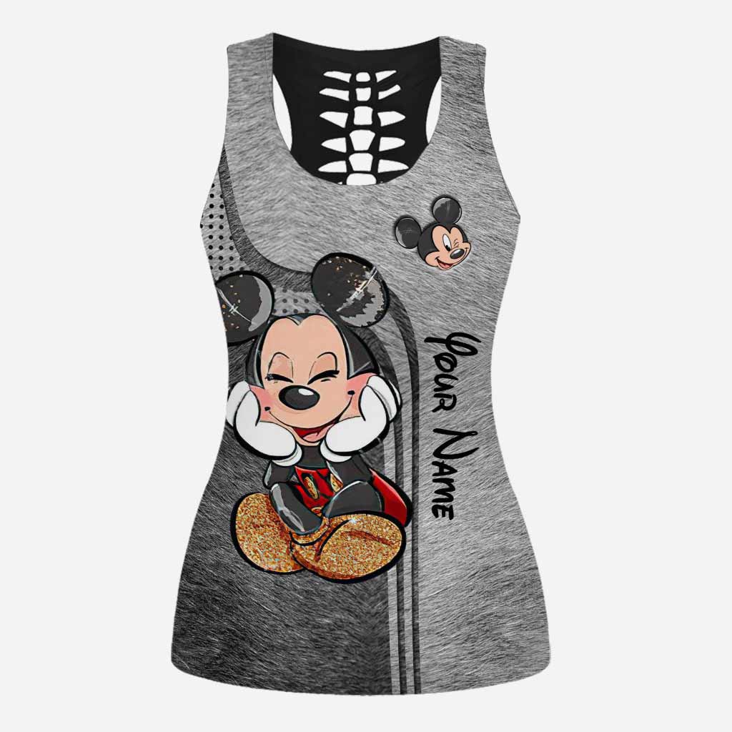 Personalized Mickey Mouse Hollow Tank Top & Leggings Set - Custom Name Gift for Birthday Hollow Tank & Leggings GradoCreations