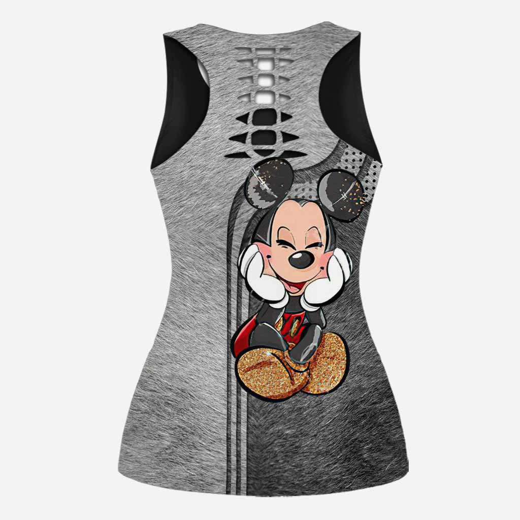 Personalized Mickey Mouse Hollow Tank Top & Leggings Set - Custom Name Gift for Birthday Hollow Tank & Leggings GradoCreations