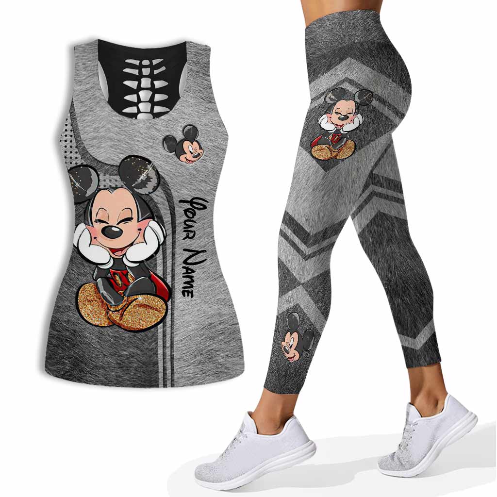 Personalized Mickey Mouse Hollow Tank Top & Leggings Set - Custom Name Gift for Birthday Hollow Tank & Leggings GradoCreations