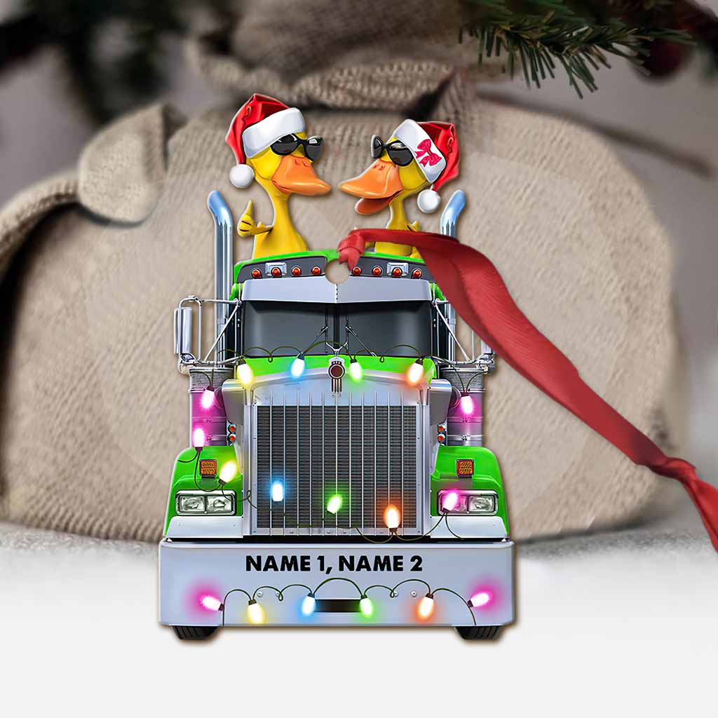 Personalized Christmas Ornament with Custom Names & Truck Design Ornament GradoCreations