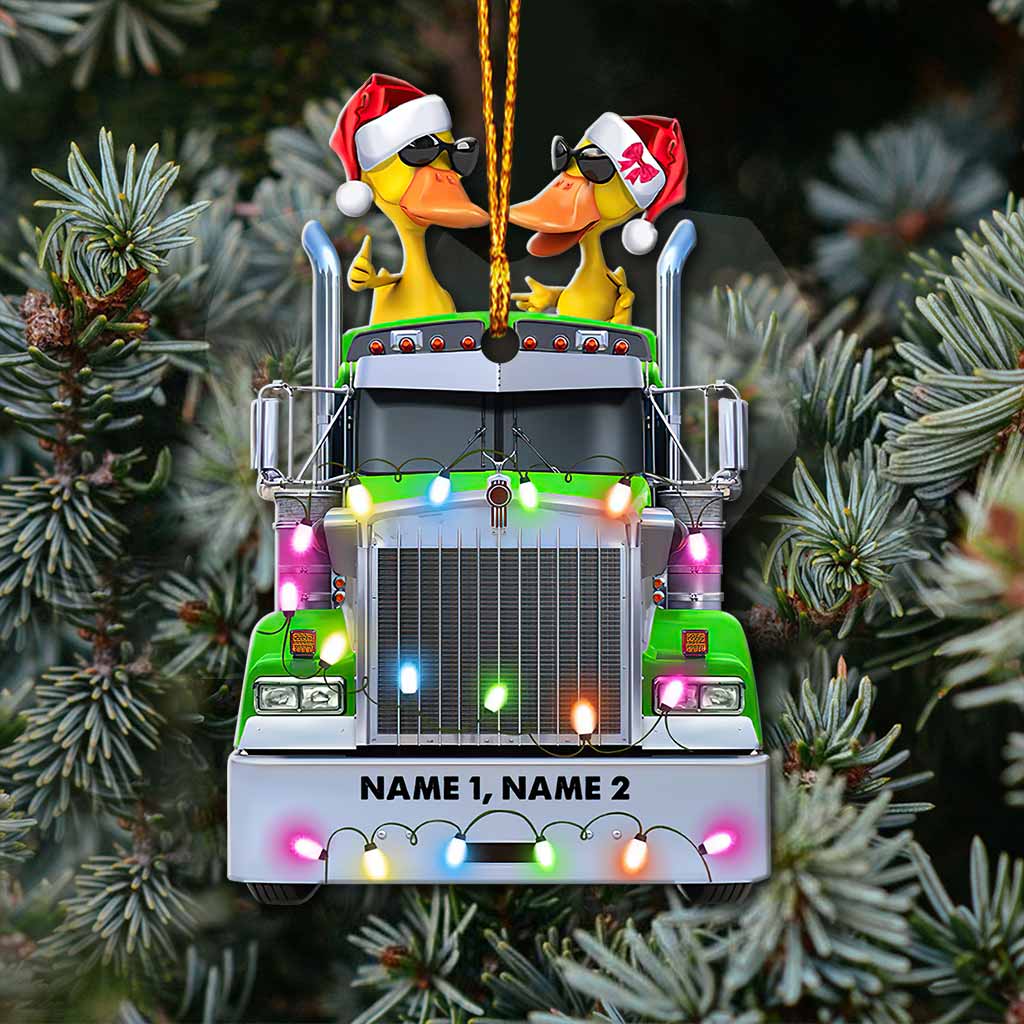 Personalized Christmas Ornament with Custom Names & Truck Design Ornament GradoCreations