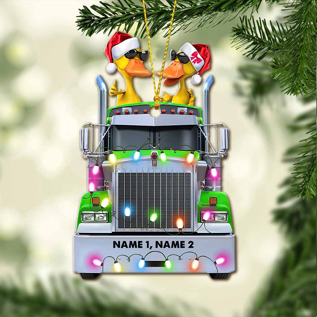 Personalized Christmas Ornament with Custom Names & Truck Design Ornament GradoCreations