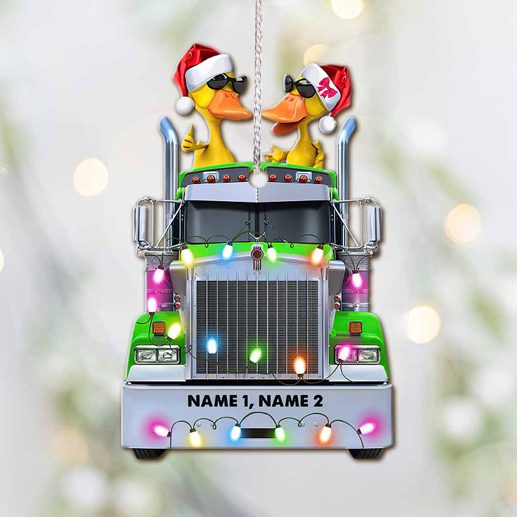Personalized Christmas Ornament with Custom Names & Truck Design Ornament GradoCreations
