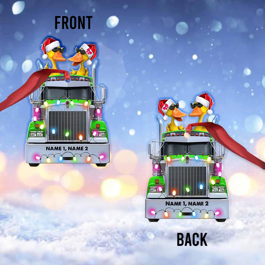Personalized Christmas Ornament with Custom Names & Truck Design Ornament GradoCreations