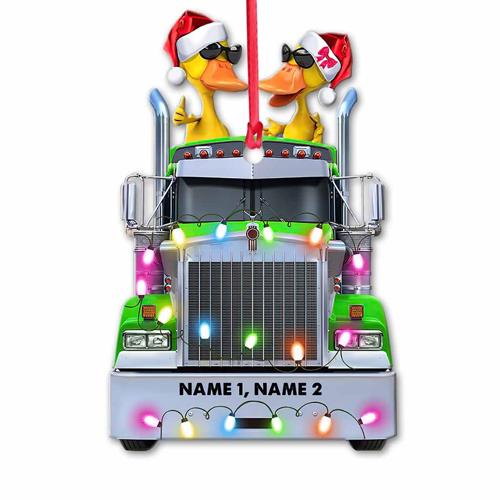 Personalized Christmas Ornament with Custom Names & Truck Design Ornament GradoCreations