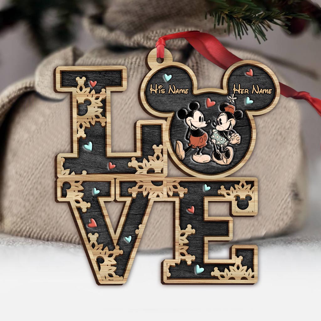 Personalized Mickey Mouse Ears Christmas Ornament Gift for Couple One-sided Ornament GradoCreations