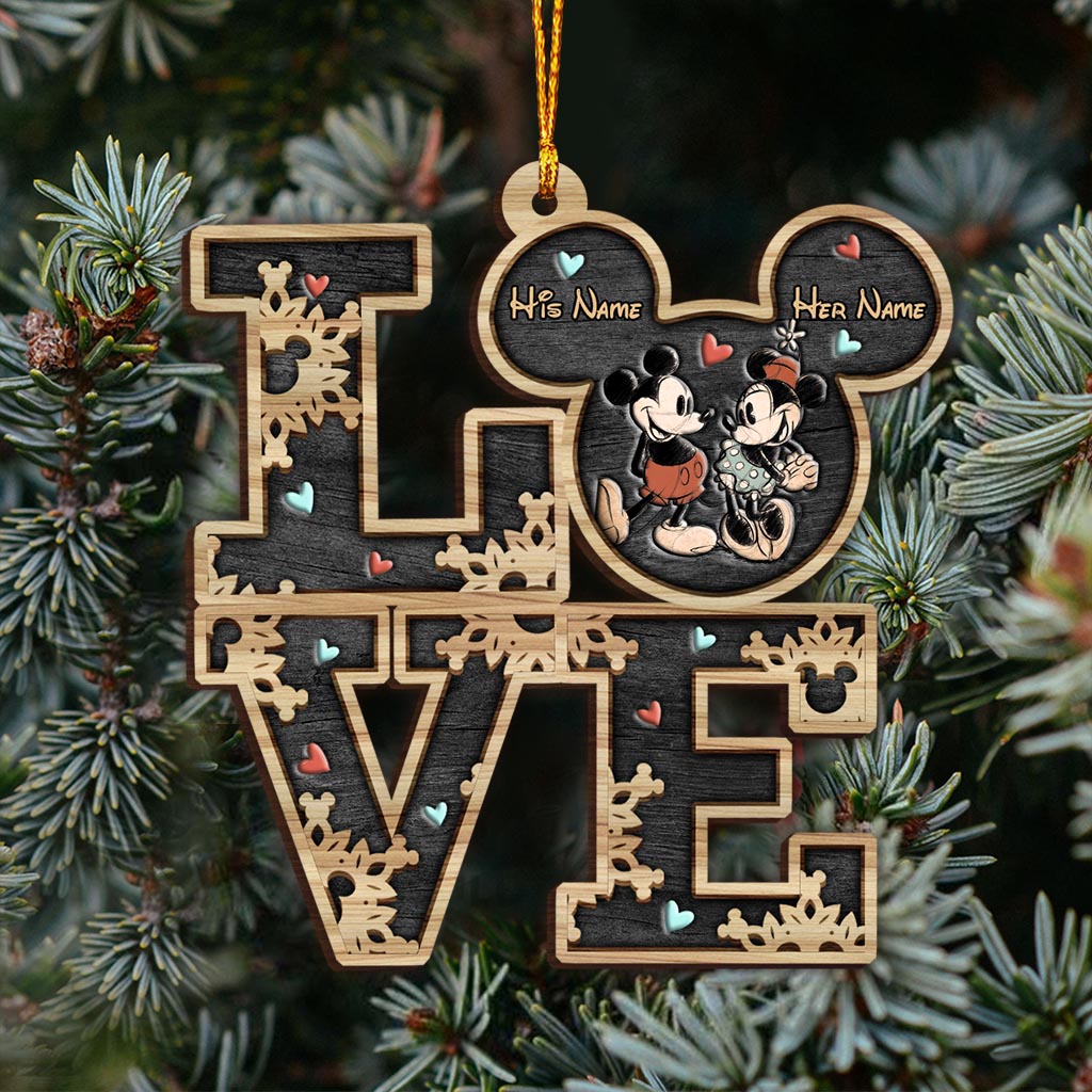 Personalized Mickey Mouse Ears Christmas Ornament Gift for Couple One-sided Ornament GradoCreations