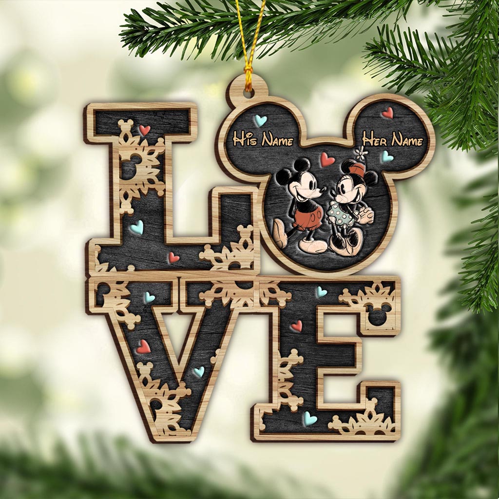 Personalized Mickey Mouse Ears Christmas Ornament Gift for Couple One-sided Ornament GradoCreations