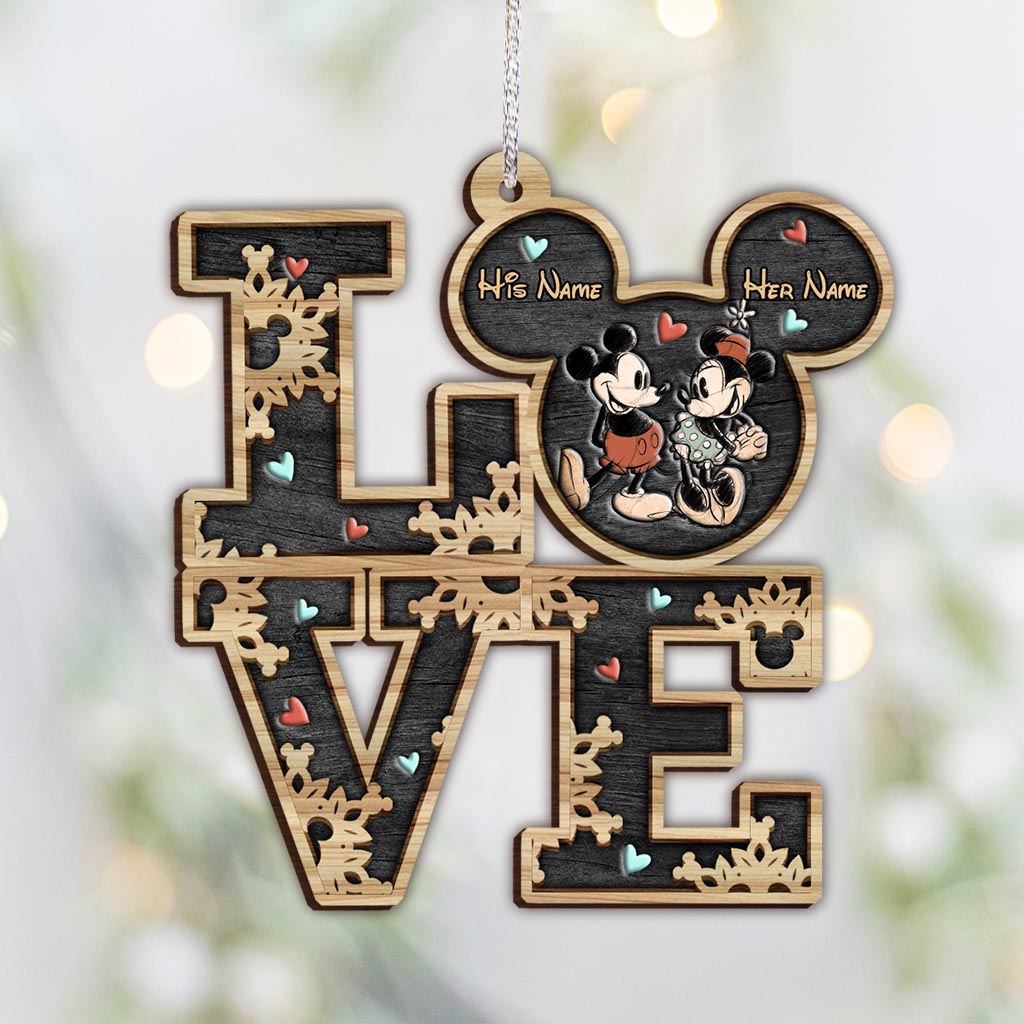 Personalized Mickey Mouse Ears Christmas Ornament Gift for Couple One-sided Ornament GradoCreations