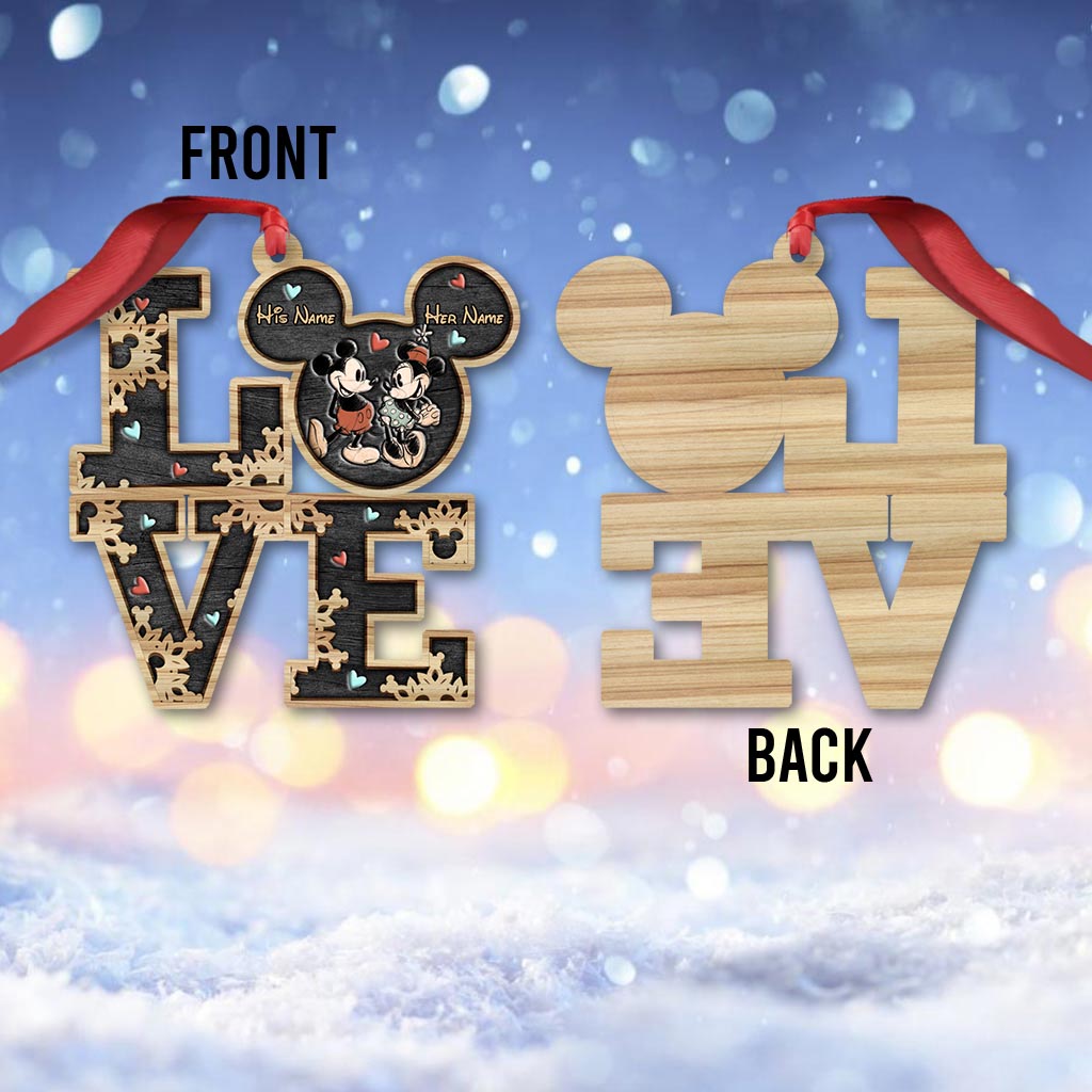 Personalized Mickey Mouse Ears Christmas Ornament Gift for Couple One-sided Ornament GradoCreations