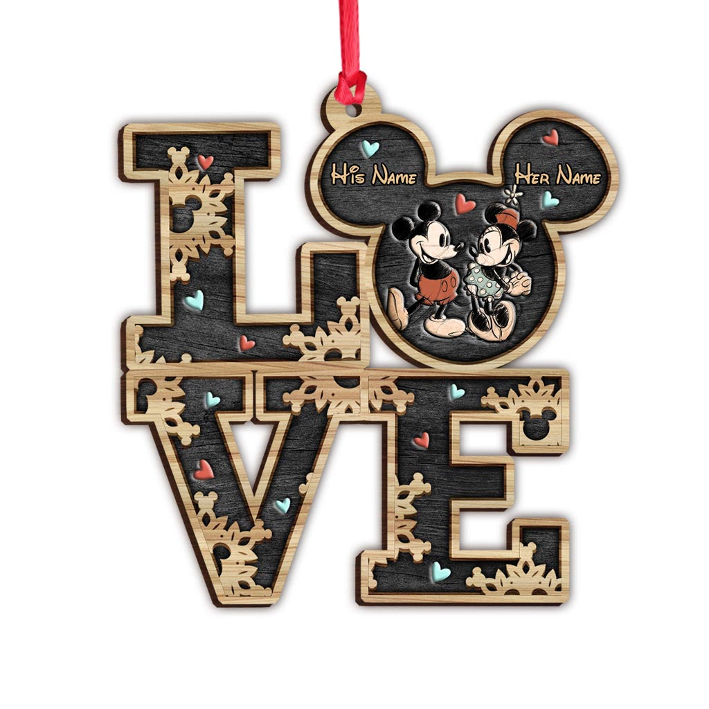 Personalized Mickey Mouse Ears Christmas Ornament Gift for Couple One-sided Ornament GradoCreations