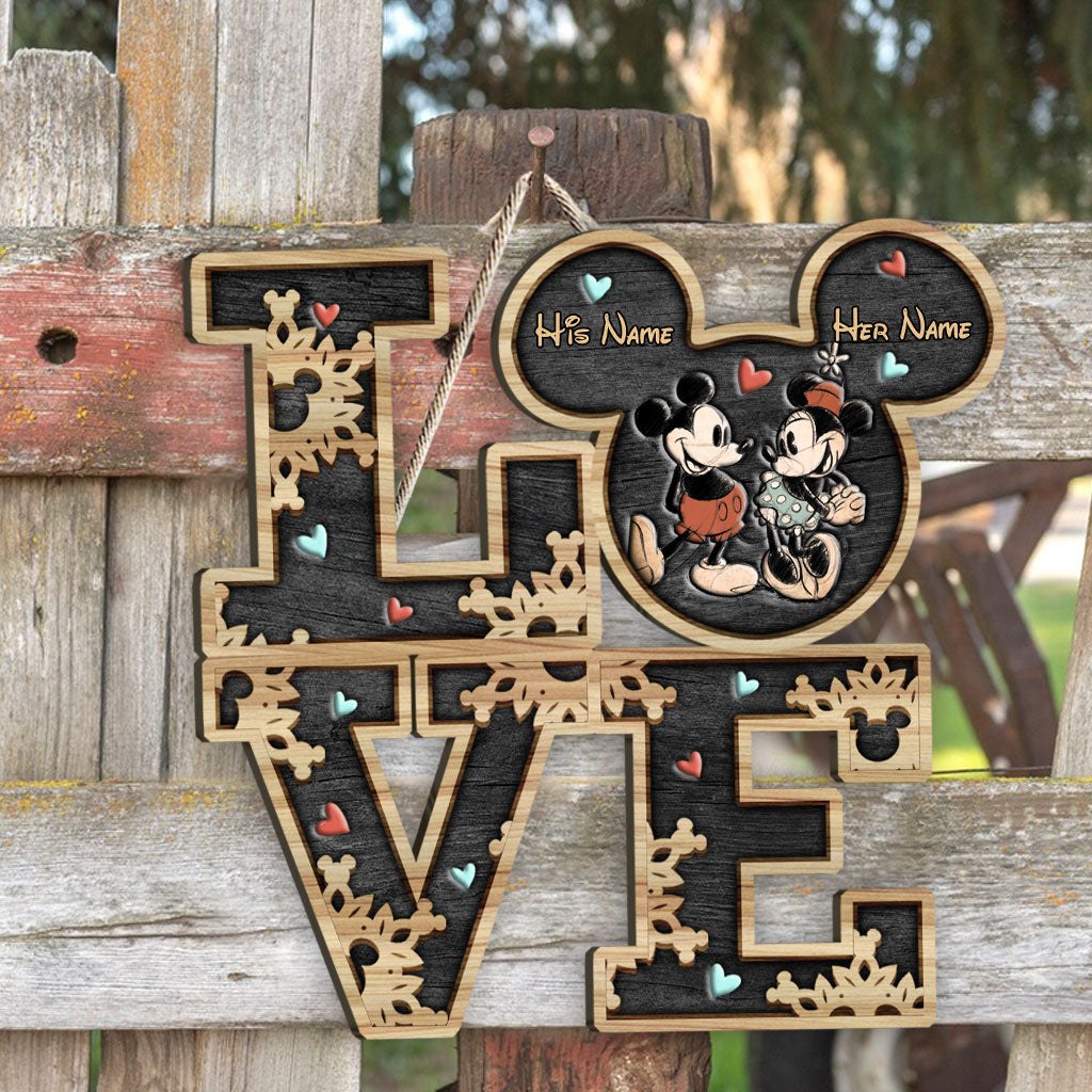 Personalized Couple Mouse Wood Sign Custom Name Unique Gift Wood Sign GradoCreations