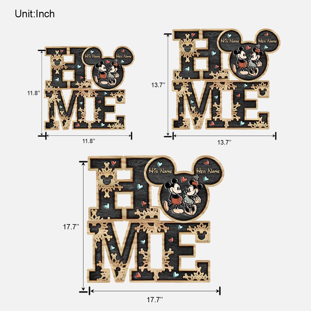 Personalized Couple Home Sign with Mickey Mouse Design Wood Sign GradoCreations
