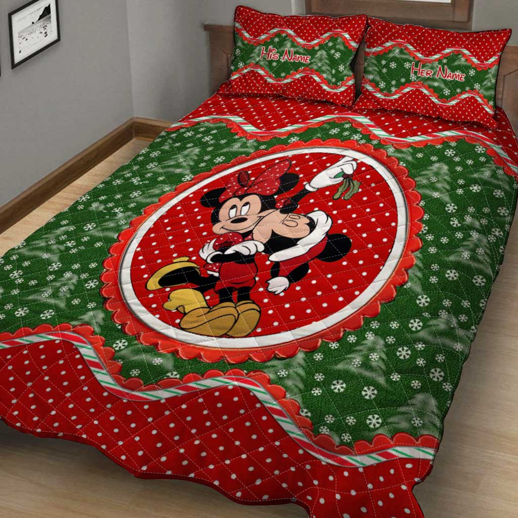 Personalized Christmas Quilt Set with Mouse Ears Design for Couples Quilt Set GradoCreations
