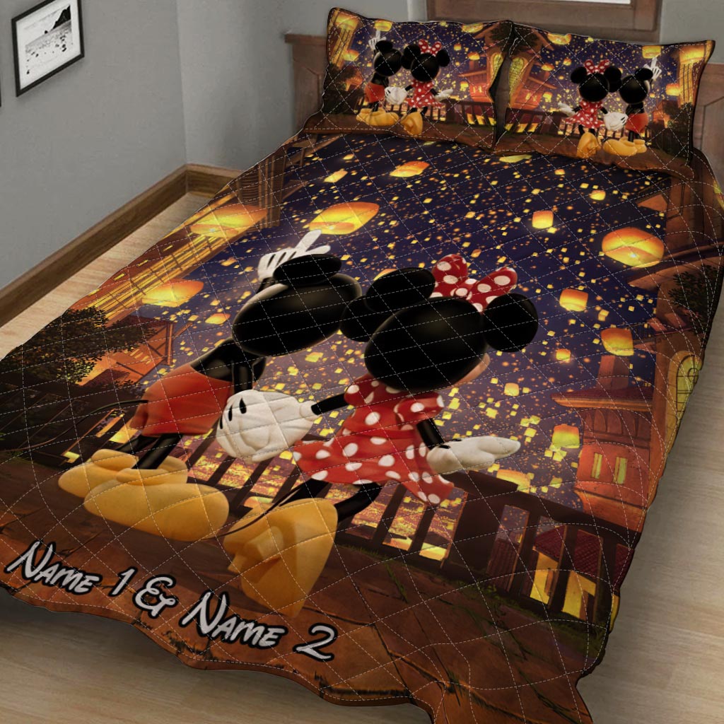 Personalized Couple Quilt Set with Mickey & Minnie Design Gift Quilt Set GradoCreations