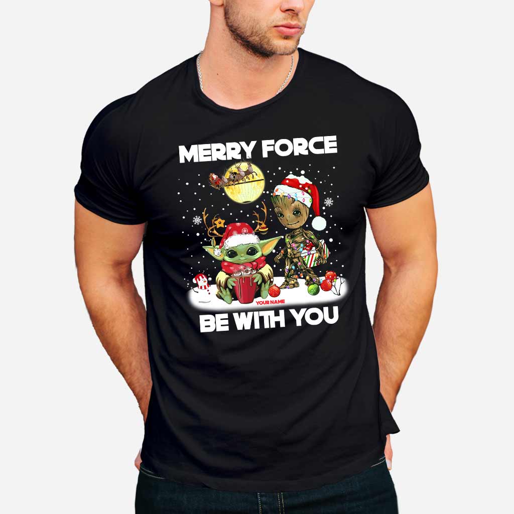 Personalized Merry Force Be With You Christmas T-shirt & Hoodie Gift T-shirt & Hoodie GradoCreations
