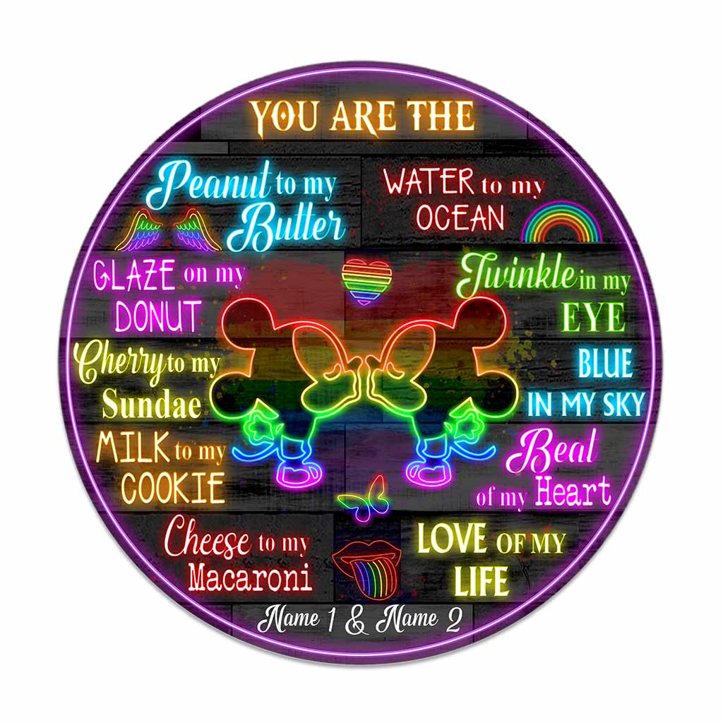 Personalized Round Wood Sign Couples Gift LGBT Support Custom Names Round Wood Sign GradoCreations
