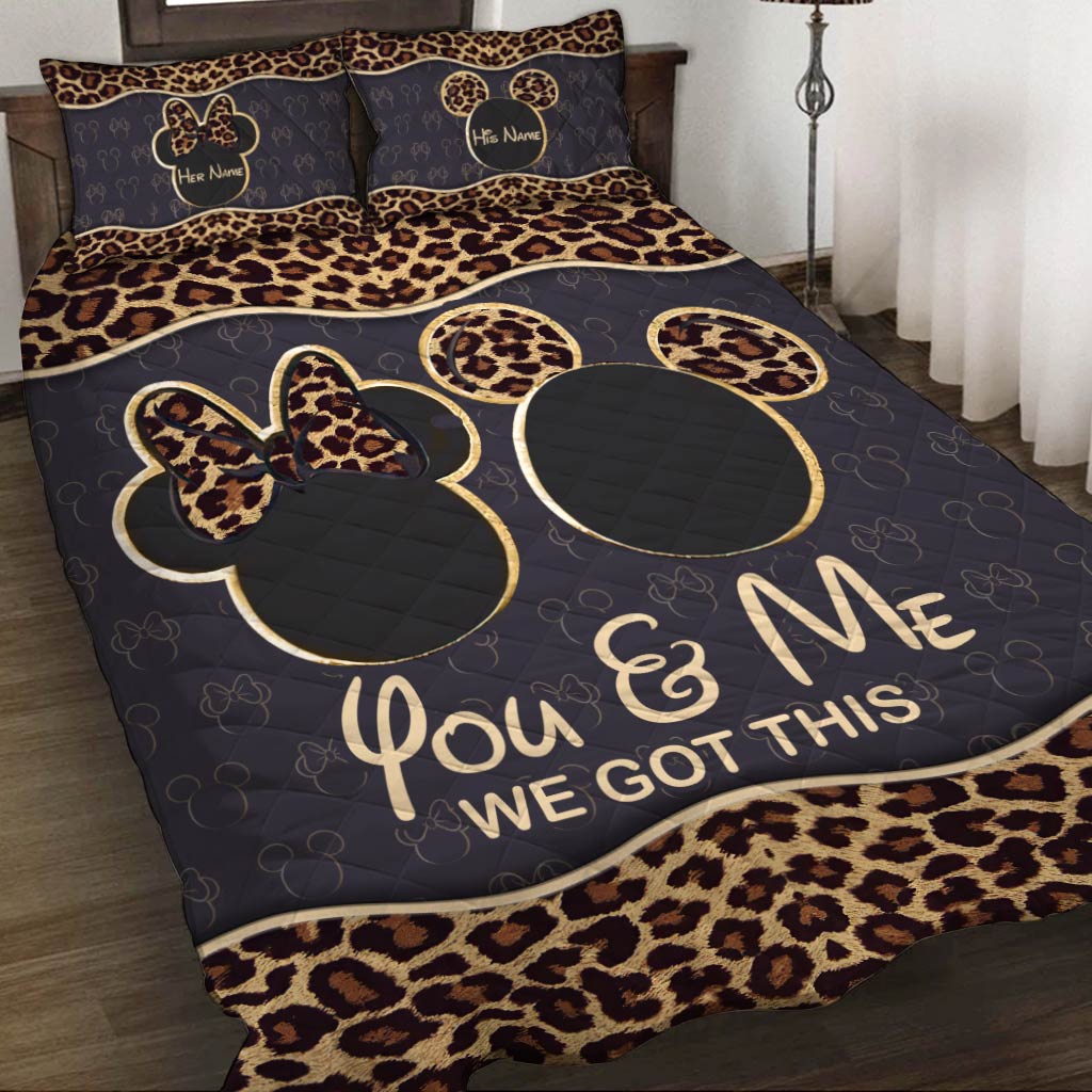 Personalized Leopard Print Quilt Set Custom Names Gift for Couples Quilt Set GradoCreations
