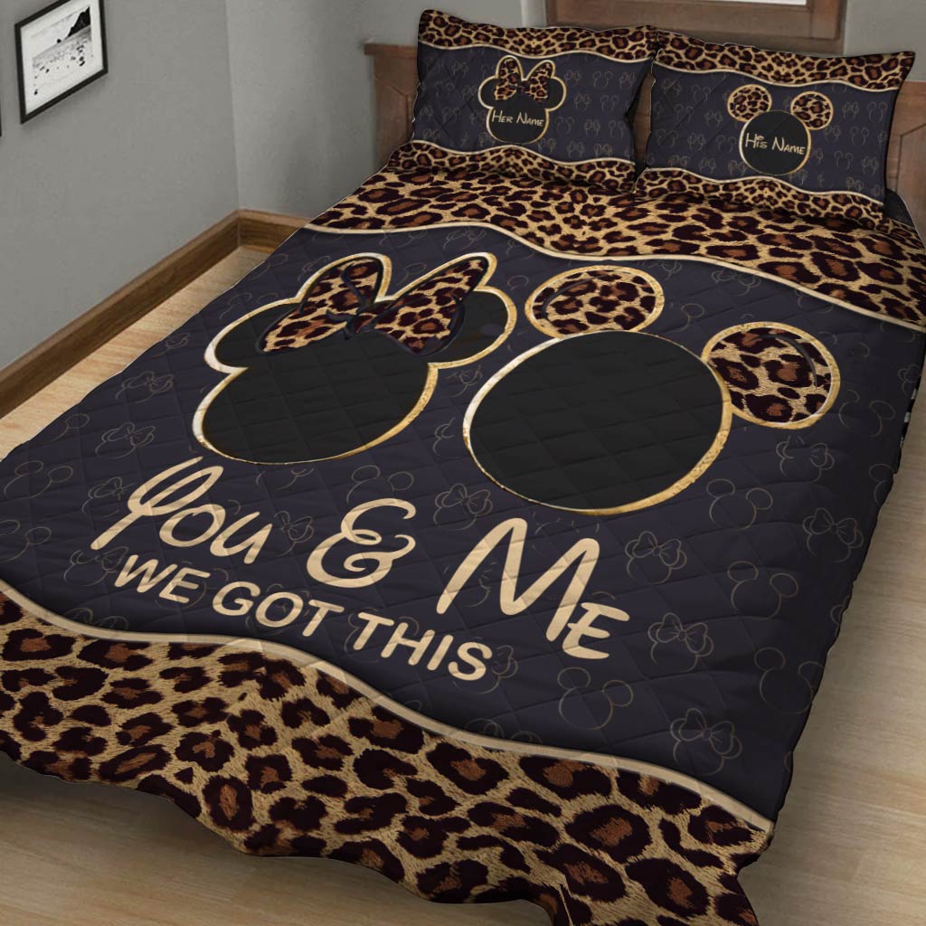 Personalized Leopard Print Quilt Set Custom Names Gift for Couples Quilt Set GradoCreations