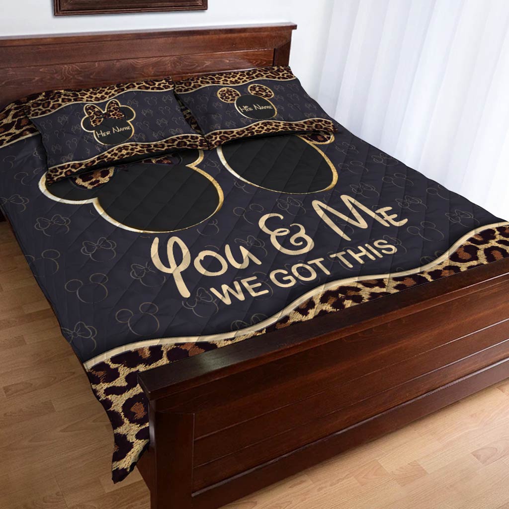 Personalized Leopard Print Quilt Set Custom Names Gift for Couples Quilt Set GradoCreations