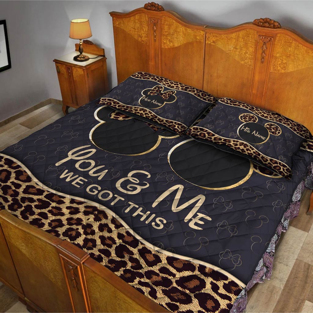 Personalized Leopard Print Quilt Set Custom Names Gift for Couples Quilt Set GradoCreations