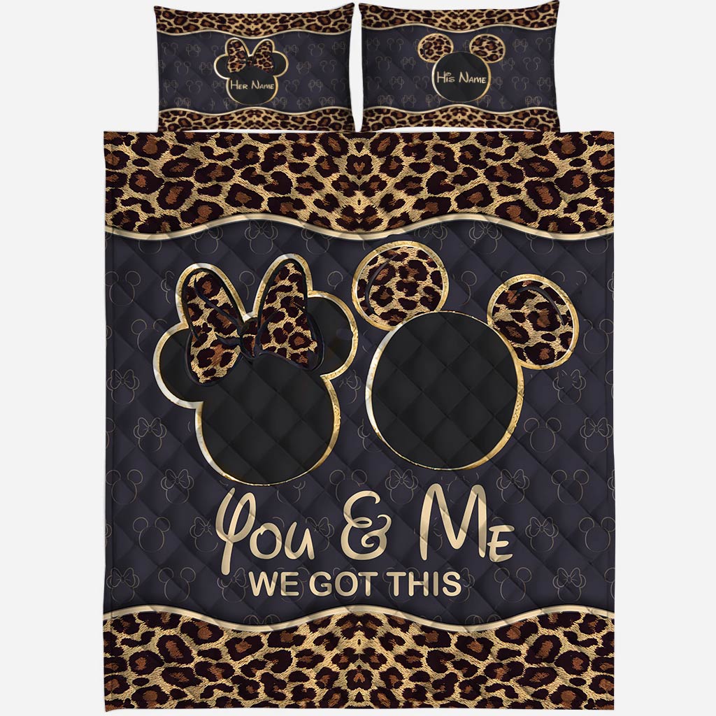Personalized Leopard Print Quilt Set Custom Names Gift for Couples Quilt Set GradoCreations