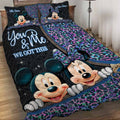 Personalized Mouse Couple Quilt Set with Names for Engagement or Anniversary Quilt Set GradoCreations
