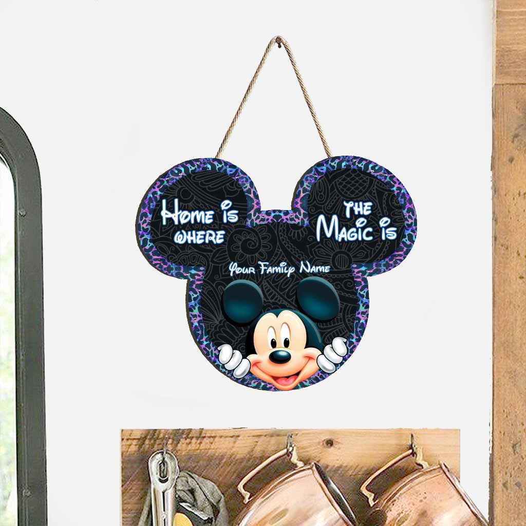 Personalized Mickey Mouse Wood Sign Custom Family Name Gift Wood Sign GradoCreations