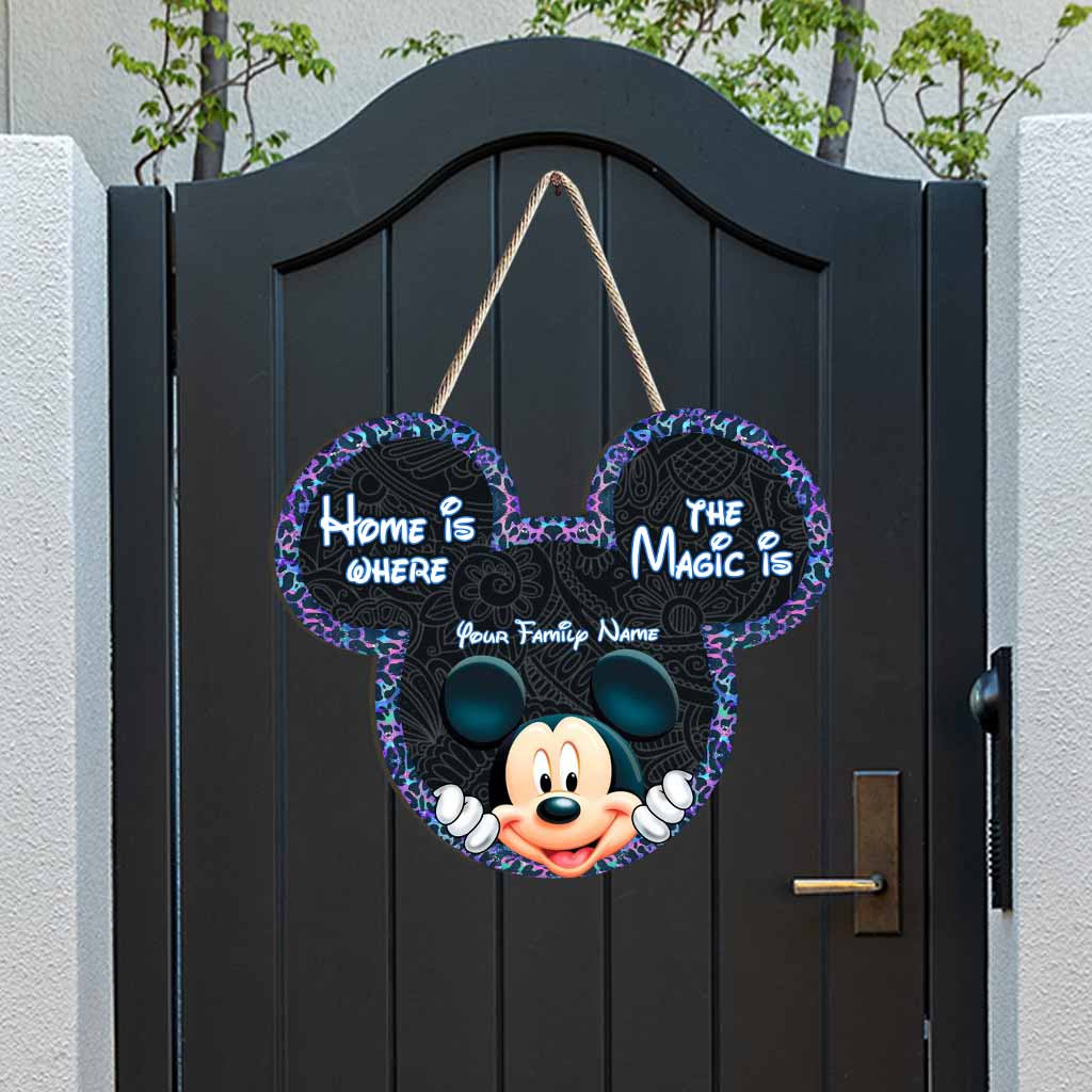Personalized Mickey Mouse Wood Sign Custom Family Name Gift Wood Sign GradoCreations