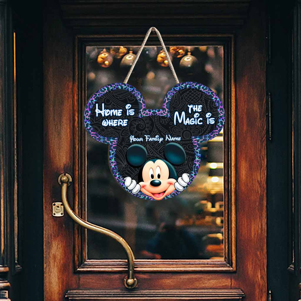 Personalized Mickey Mouse Wood Sign Custom Family Name Gift Wood Sign GradoCreations