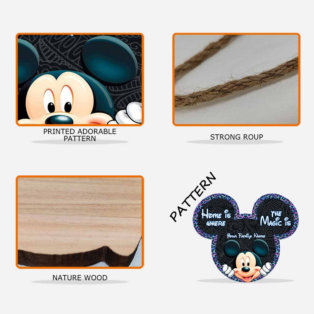 Personalized Mickey Mouse Wood Sign Custom Family Name Gift Wood Sign GradoCreations