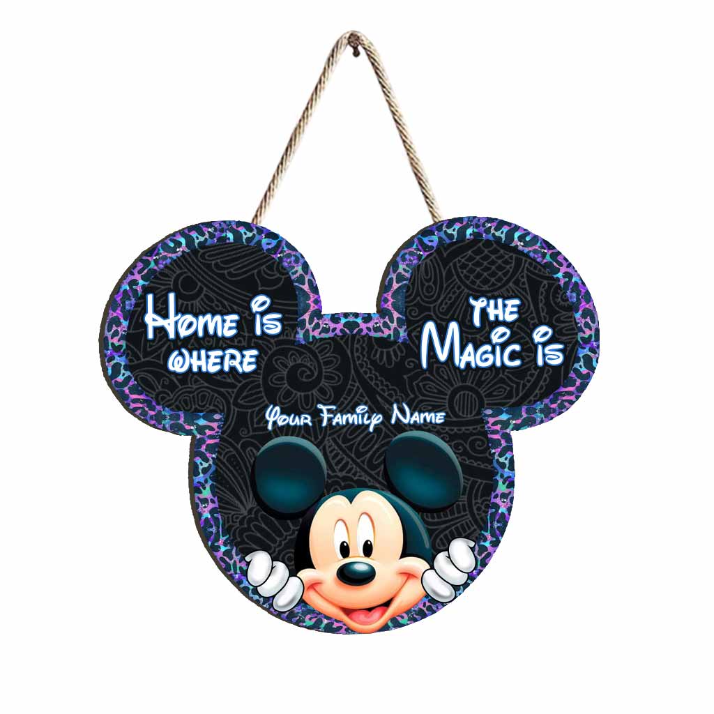 Personalized Mickey Mouse Wood Sign Custom Family Name Gift Wood Sign GradoCreations