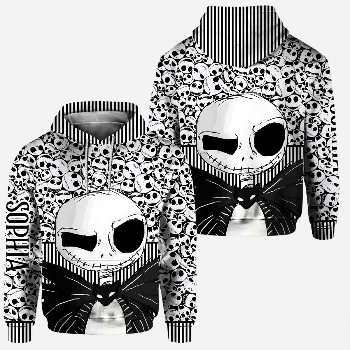 Personalized Skull Print Hoodie and Leggings Set for Her - Custom Name Gift Hoodie & Leggings GradoCreations