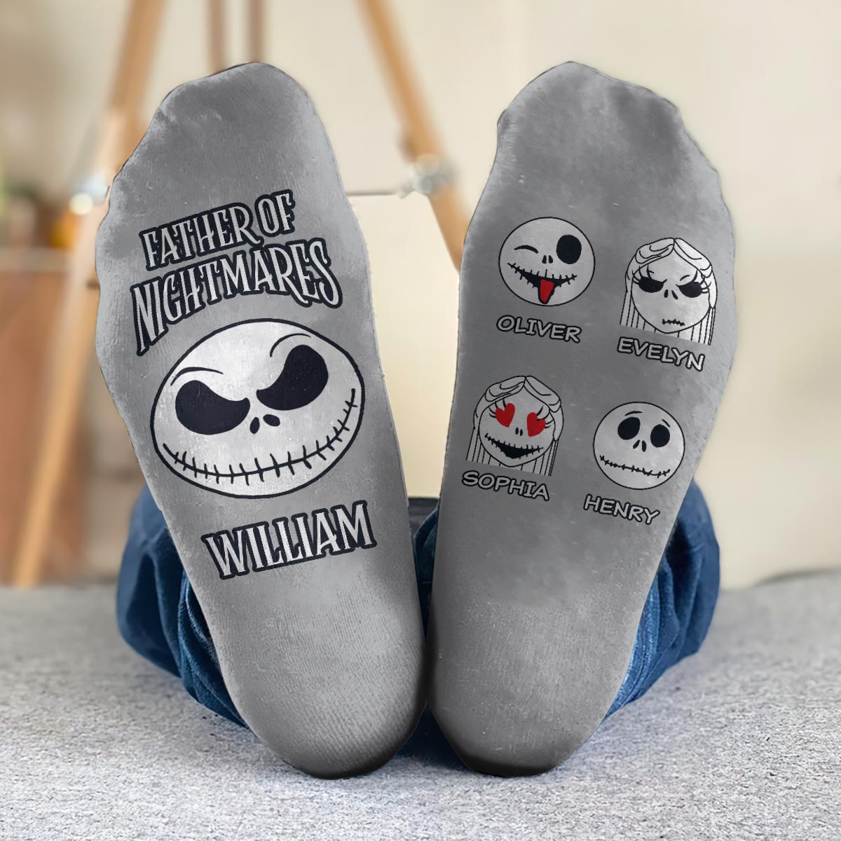 Personalized Nightmare Socks Custom Gift for Dad Unique Design Socks GradoCreations