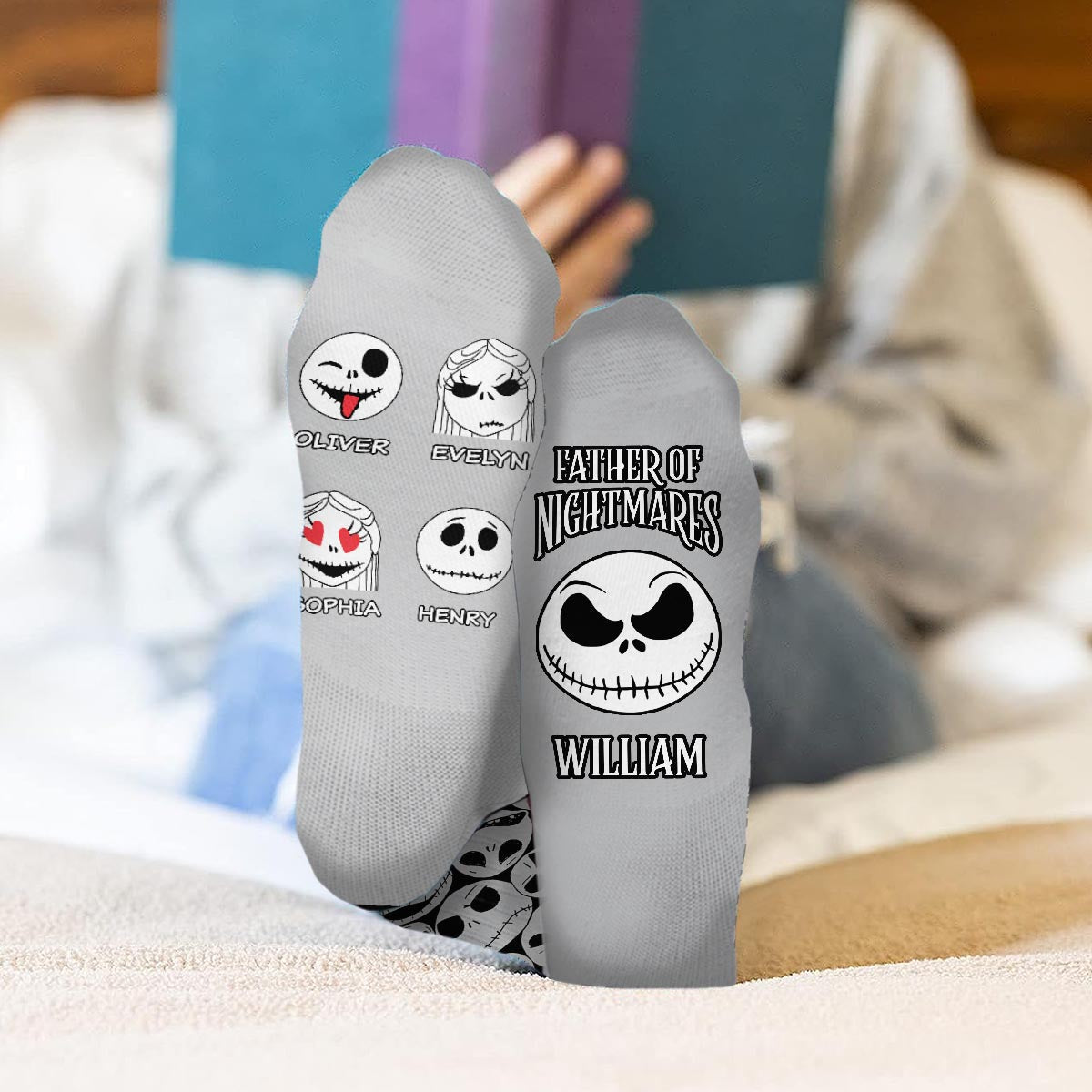 Personalized Nightmare Socks Custom Gift for Dad Unique Design Socks GradoCreations