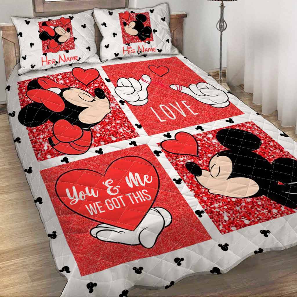 Personalized Mickey Mouse Quilt Set Custom Names Gift for Couples Quilt Set GradoCreations
