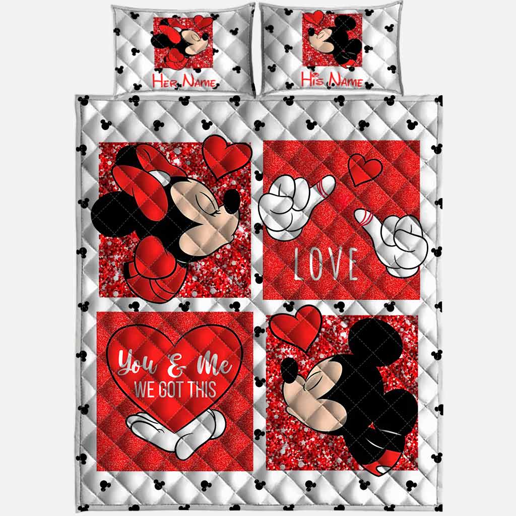 Personalized Mickey Mouse Quilt Set Custom Names Gift for Couples Quilt Set GradoCreations