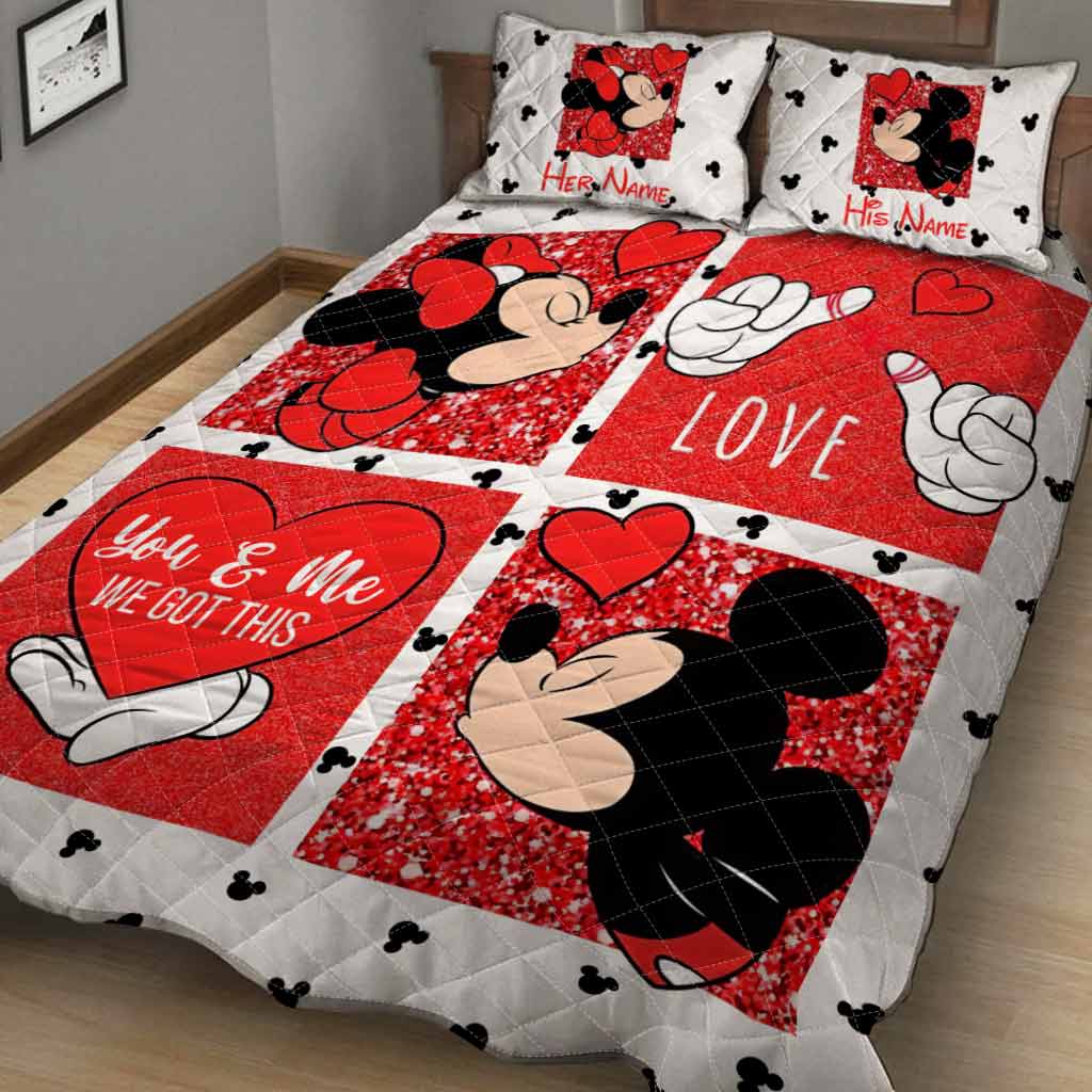 Personalized Mickey Mouse Quilt Set Custom Names Gift for Couples Quilt Set GradoCreations