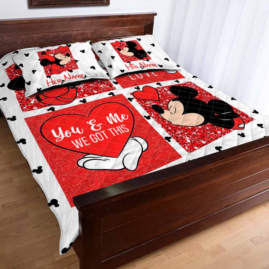 Personalized Mickey Mouse Quilt Set Custom Names Gift for Couples Quilt Set GradoCreations