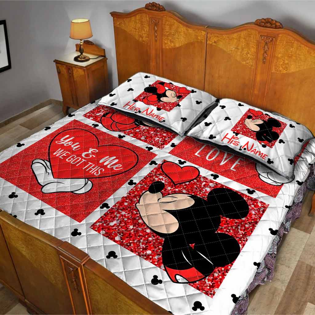 Personalized Mickey Mouse Quilt Set Custom Names Gift for Couples Quilt Set GradoCreations