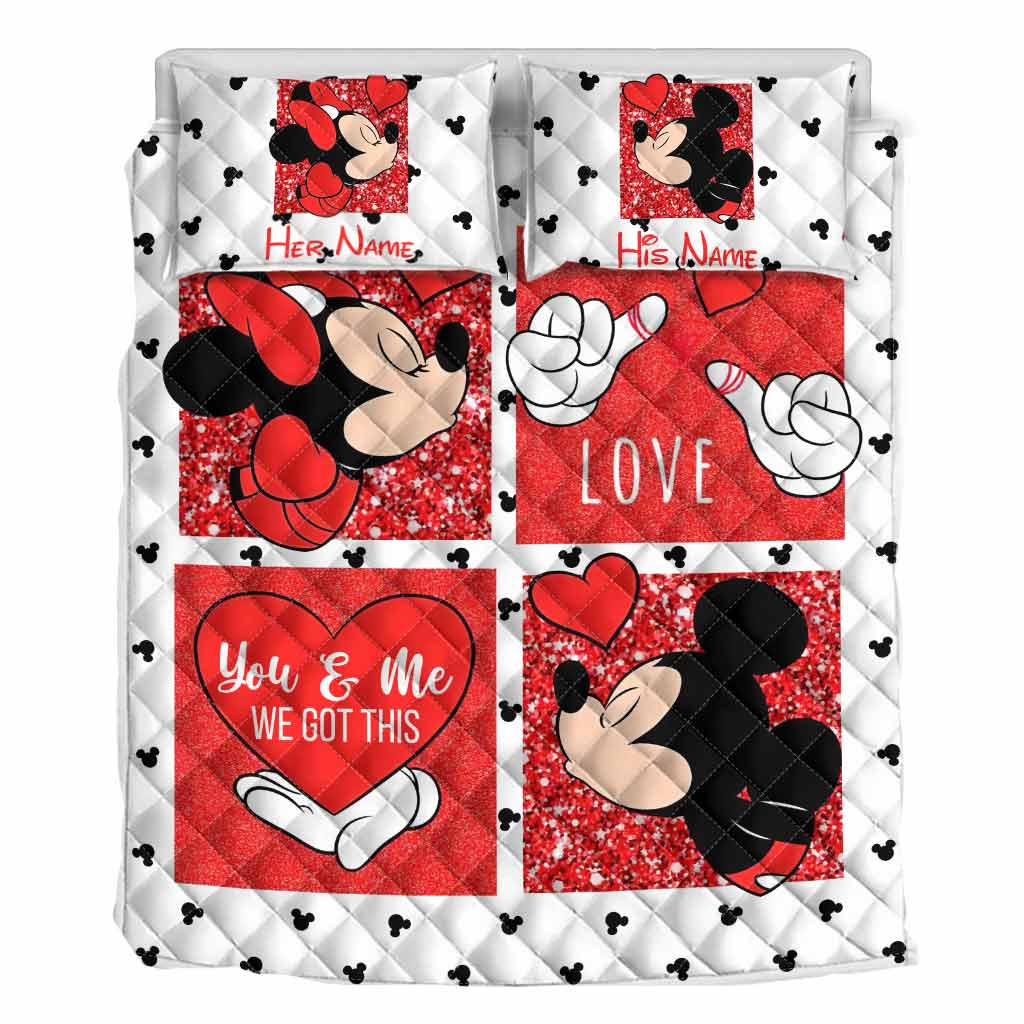 Personalized Mickey Mouse Quilt Set Custom Names Gift for Couples Quilt Set GradoCreations