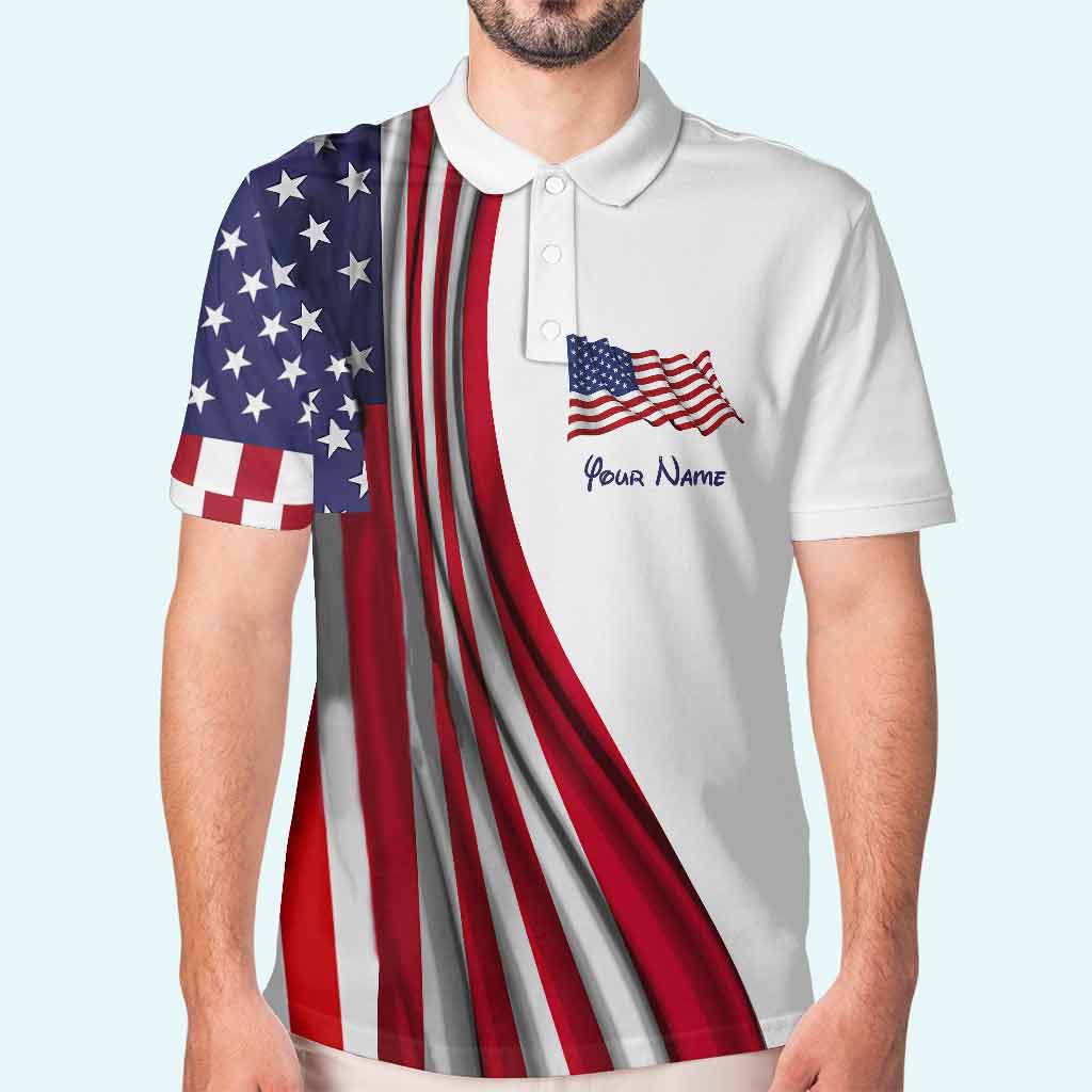 Personalized Independence Day Polo Shirt with Flags for Dad Polo Shirt GradoCreations