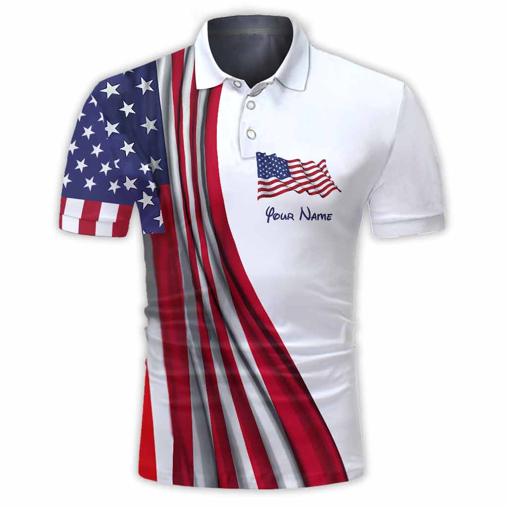 Personalized Independence Day Polo Shirt with Flags for Dad Polo Shirt GradoCreations