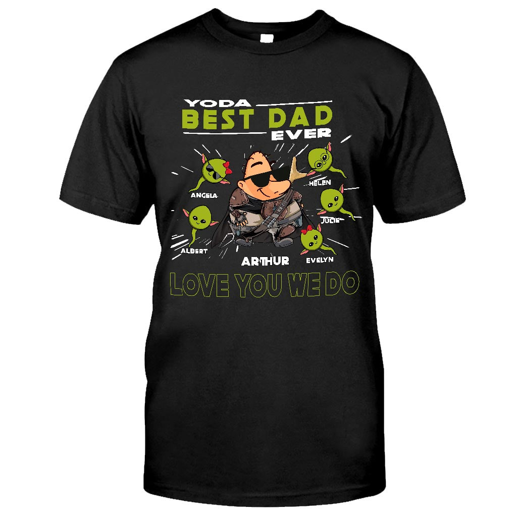 Personalized Yoda Best Dad Ever T-Shirt Hoodie Custom Names Gift T-shirt & Hoodie GradoCreations