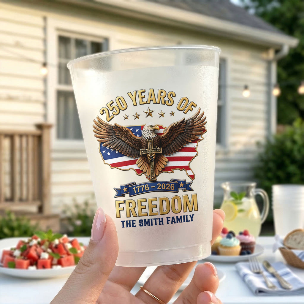 Personalized Frosted Cups American Eagle Design Gift for Family